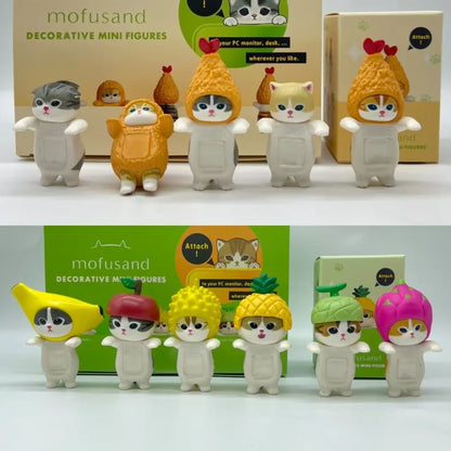 New in Stock Mofusand Cat Fruit Fried Shrimp Prone Position Series Blind Box Cute Mini Action Figure Desk Ornament Surprise Gift